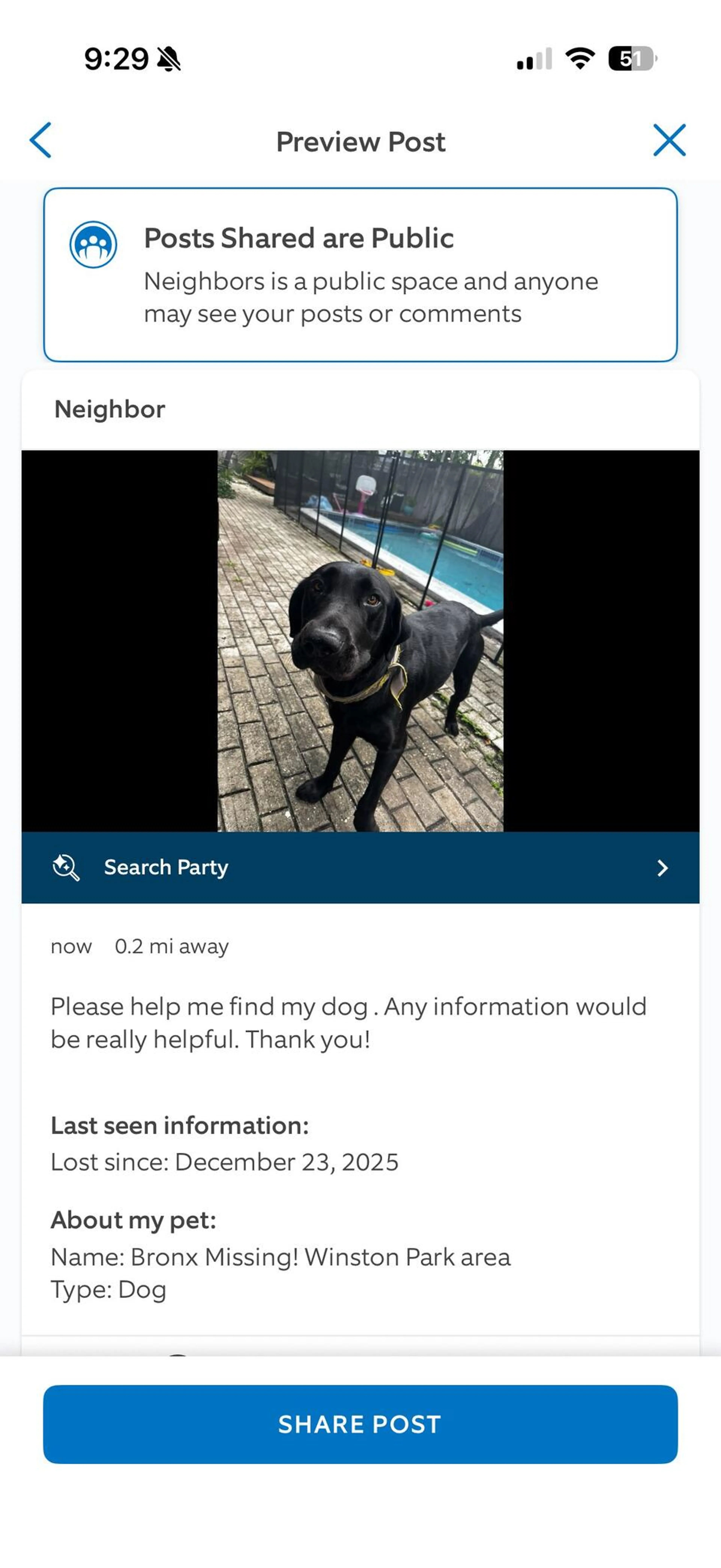 Lost pet